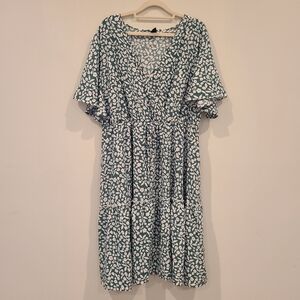 SHEIN Green Floral Midi Dress